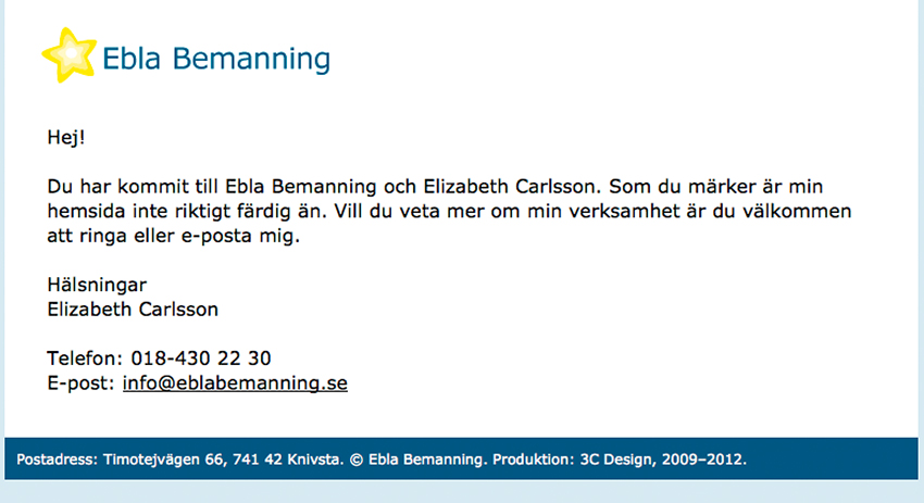 Webbsida till Ebla Bemanning